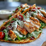 Savory Caesar Salad Smash Tacos feature a creamy dressing and crunchy tortilla.