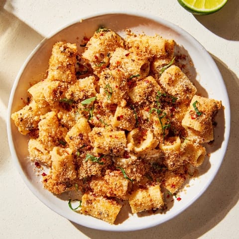 A close-up of oven-baked Spicy Lemon-Parmesan Pasta Chips, perfectly seasoned with Parmesan cheese.