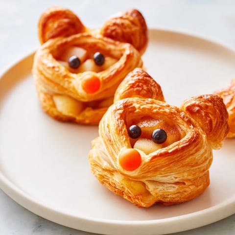 Flaky, adorable Autumn Harvest Fox-Shaped Bites, perfect for a fall dessert, with chocolate chip eyes.