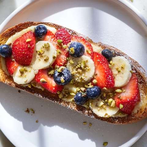 Golden-brown Viral Yogurt Toast, creamy yogurt filling with fresh fruit, ready to serve and enjoy.