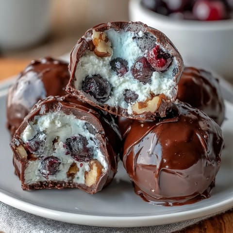 Wholesome frozen blueberry yogurt clusters with crunchy walnuts and dark chocolate coating, perfect for healthy snacking.  