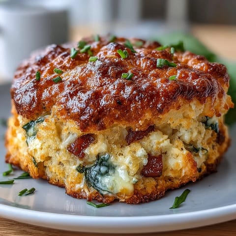 High-protein breakfast biscuits loaded with savory ham, cheddar, and spinach, perfect for meal prep and busy mornings.
