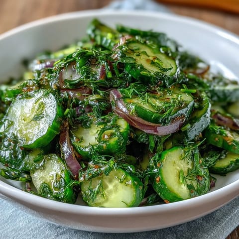 Refreshing cucumber radish salad with dill vinaigrette, perfect for spring picnics or light dinners.  