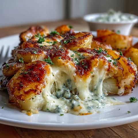 Golden, bubbly scalloped potatoes with layers of cheddar and mozzarella, baked until tender and irresistible.