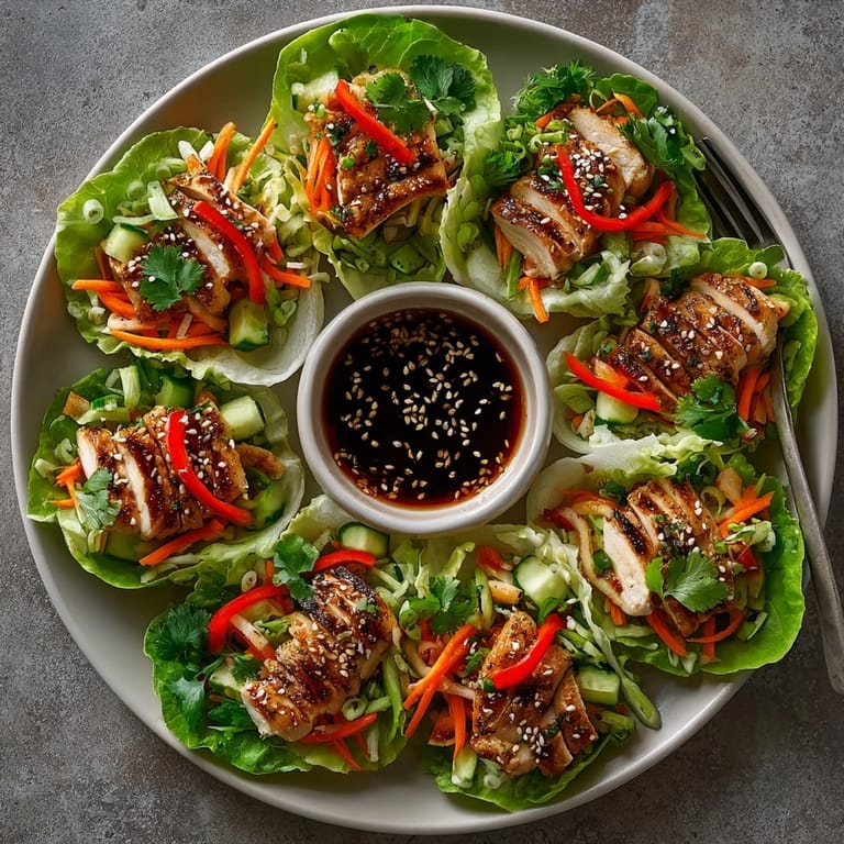 Low carb Grilled Chicken Lettuce Wraps with marinated chicken in butter lettuce cups, ready to enjoy.