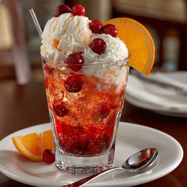 Refreshing Rebel Float Cranberry Orange Soda with Vanilla Ice Cream served in tall chilled glasses.