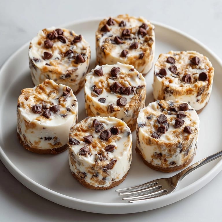 Close-up of Frozen Greek Yogurt Peanut Butter Bites with Chocolate Chips showing smooth, frosty texture and chocolatey tops.