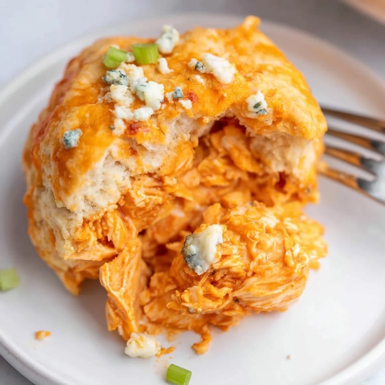 Golden-brown biscuits bursting with spicy buffalo chicken and creamy blue cheese flavor.  