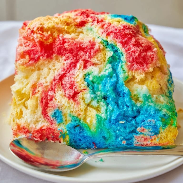 Whimsical rainbow cloud bread, a light and airy gluten-free delight for any occasion.