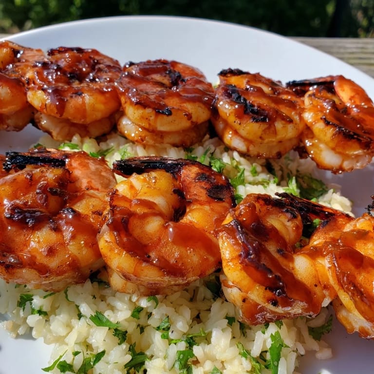 Beautiful plate of Chipotle Lime Grilled Shrimp with cilantro-lime rice, garnished with fresh cilantro and lime wedges.