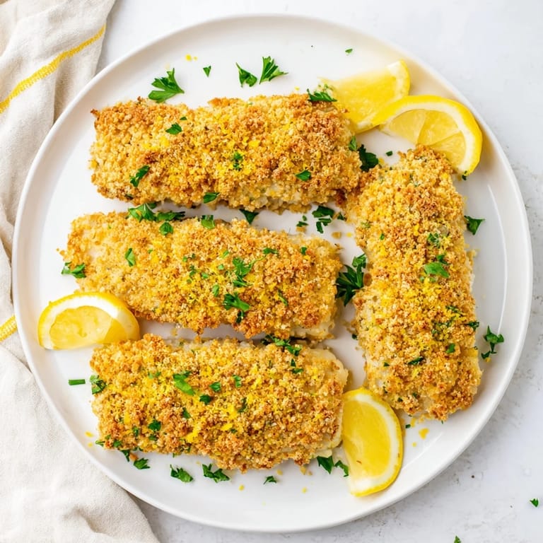 Close-up of baked cod: A delicious New England dinner with a golden Ritz cracker crust.