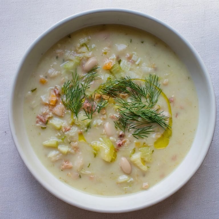 Enjoy a bowl of the comforting Simple White Bean and Fennel Soup, perfect for a cozy, healthy meal.