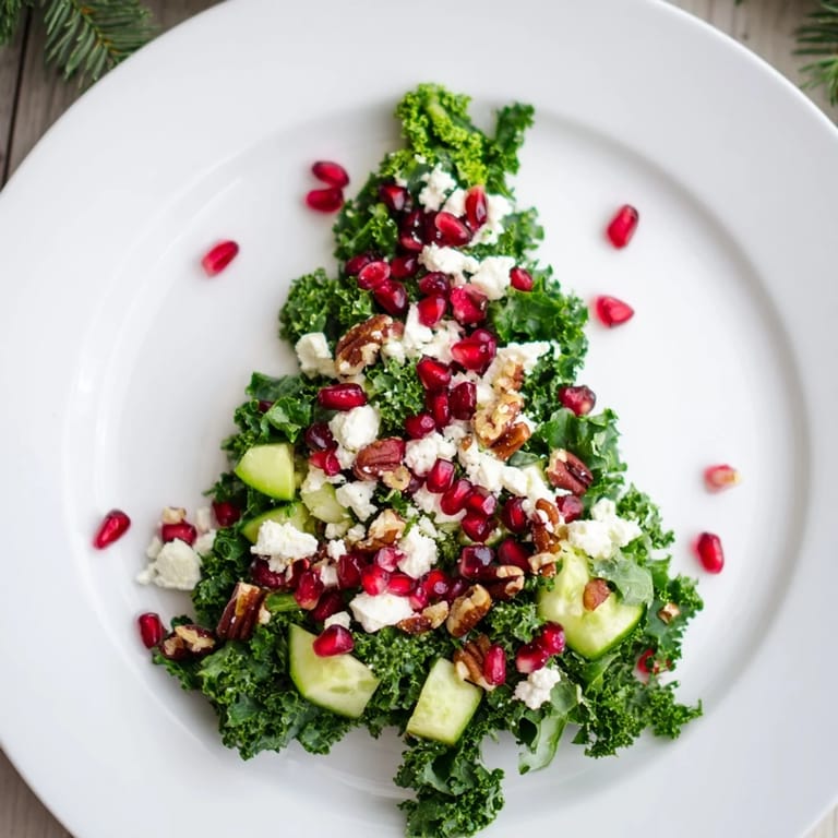 A festive, beautifully arranged Chopped Christmas Tree Salad, filled with fresh, crunchy vegetables.