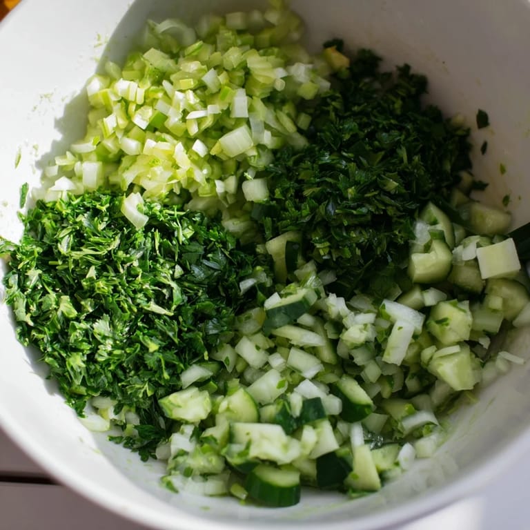 Close-up shot shows the delicious texture of the fresh Green Goddess Cabbage Dip, perfect for dipping.