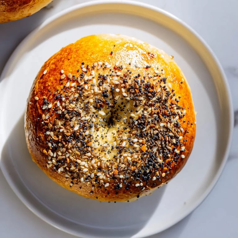 Homemade Everything Bagel Yogurt Bagels with a satisfyingly chewy texture, perfect for breakfast.