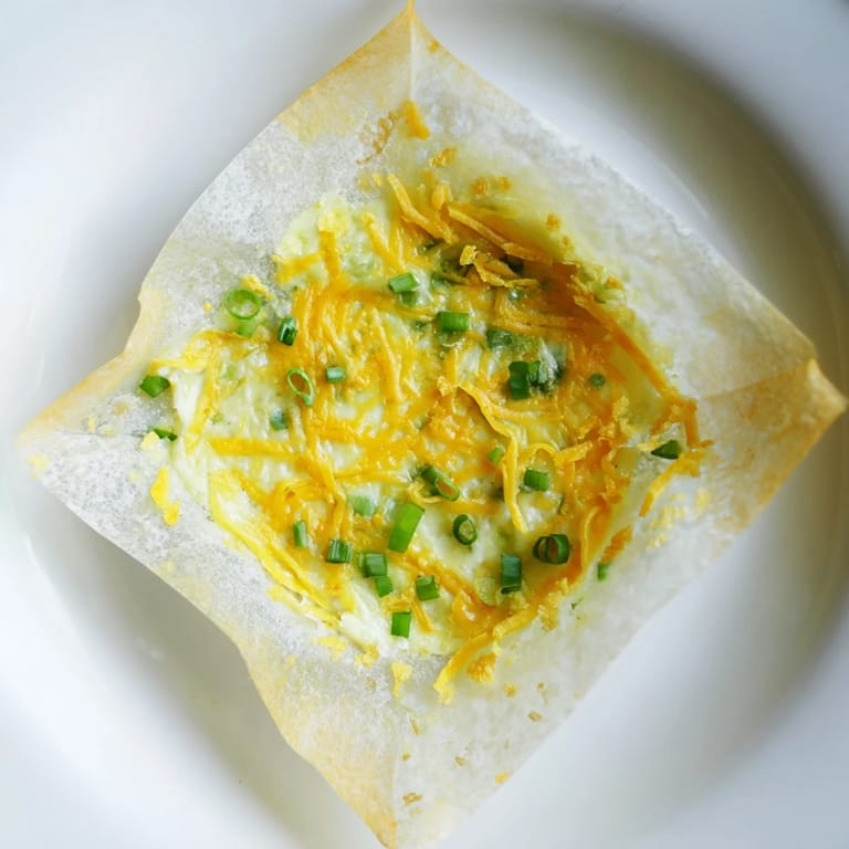 Cheesy, eggy goodness: a close-up of a delicious Rice Paper Egg & Cheese Fold, steaming slightly.