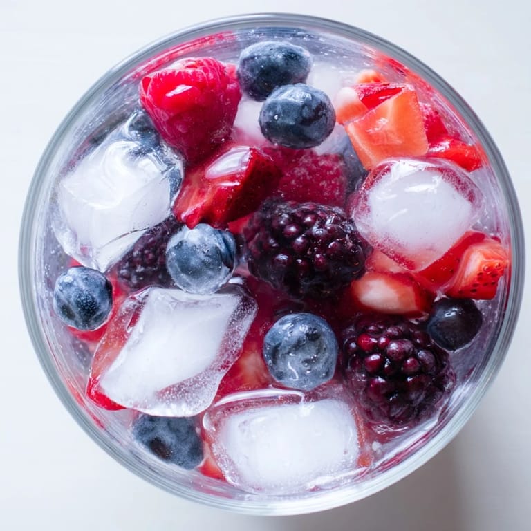 Up-close photo of a Natures Cereal Bowl, showcasing plump, juicy berries and icy coconut water.