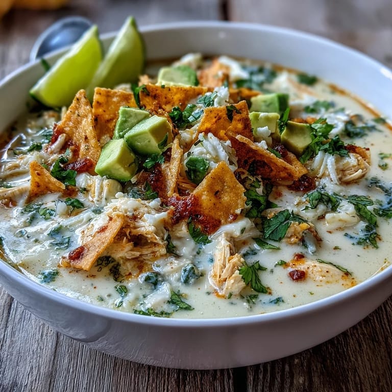 Comforting bowl of chicken tortilla soup, ready for your perfect Tex-Mex meal.