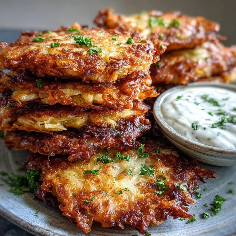 A close-up view of tender cabbage fritters reveals a golden crust, paired with a small bowl of savory dipping sauce.