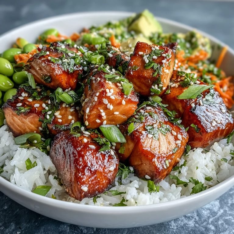 Serve this healthy Baked Salmon Rice Bowl with lime wedges and drizzled sriracha mayo for a perfect weeknight dinner.