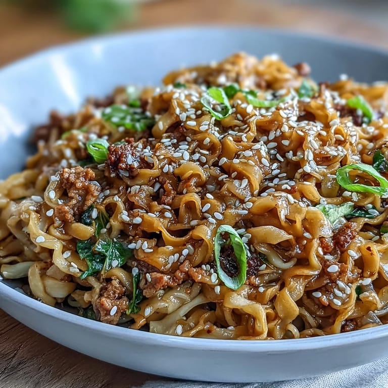 Quick and easy Potsticker Noodle Stir-Fry featuring savory turkey, fresh vegetables, and a rich, creamy Asian-inspired sauce.