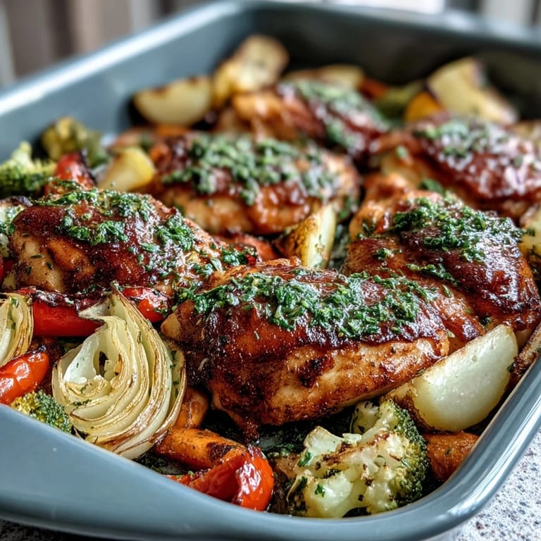 A vibrant sheet-pan dinner featuring tender chicken and crisp-tender vegetables baked with a zesty lemon-garlic marinade for bright, fresh flavor.