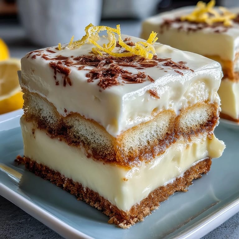 Refreshing limoncello tiramisu dessert jars with lemony mascarpone cream, limoncello-soaked ladyfingers, and a garnish of white chocolate and lemon zest.