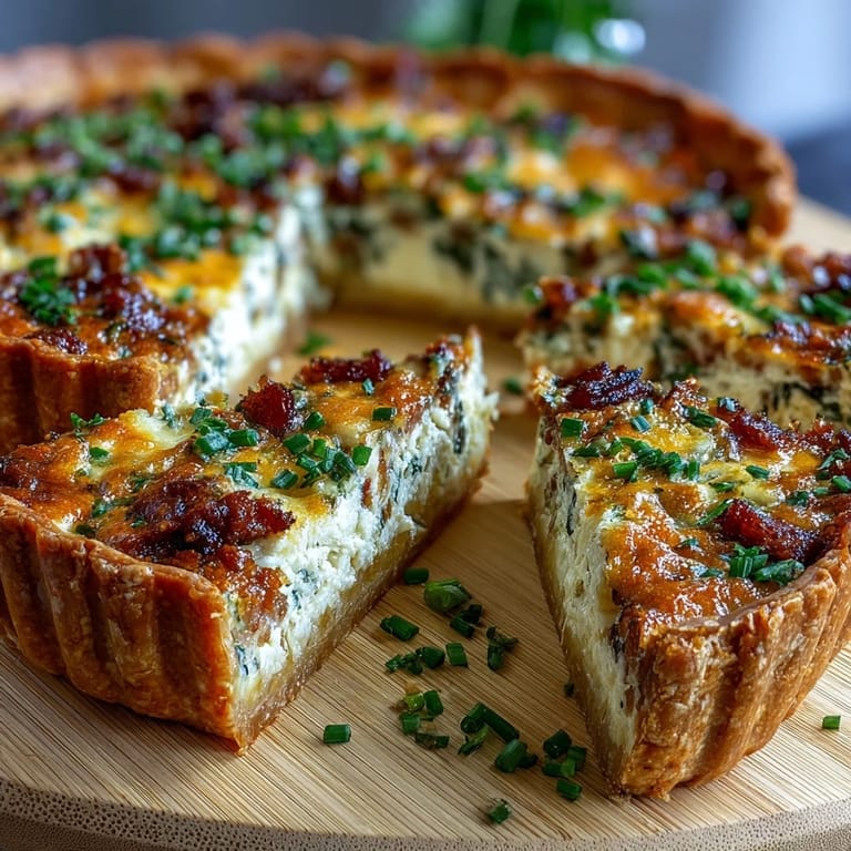 Healthy Light Lorraine Quiche, perfect for a light lunch with fresh chives.
