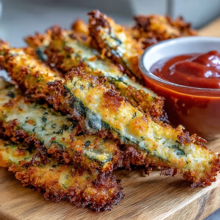 Deliciously seasoned Parmesan zucchini fries, a healthy, baked appetizer with a satisfying crunch.