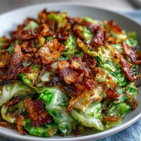 Tender fried cabbage with smoky bacon and sweet onions, a Southern delight.